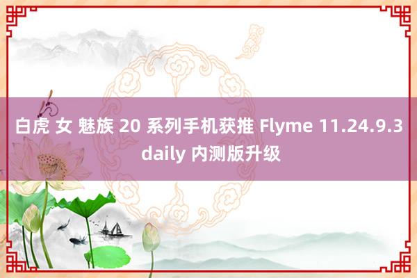 白虎 女 魅族 20 系列手机获推 Flyme 11.24.9.3 daily 内测版升级