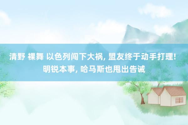 清野 裸舞 以色列闯下大祸， 盟友终于动手打理! 明锐本事， 哈马斯也甩出告诫