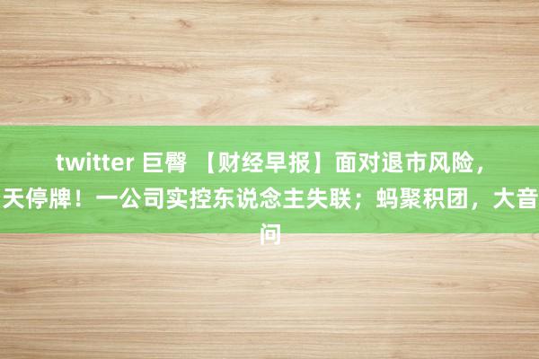 twitter 巨臀 【财经早报】面对退市风险，当天停牌！一公司实控东说念主失联；蚂聚积团，大音问