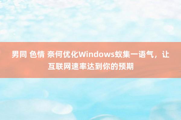 男同 色情 奈何优化Windows蚁集一语气，让互联网速率达到你的预期