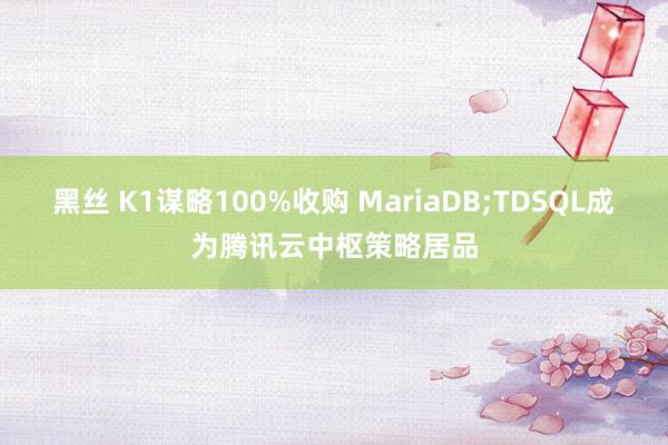 黑丝 K1谋略100%收购 MariaDB;TDSQL成为腾讯云中枢策略居品