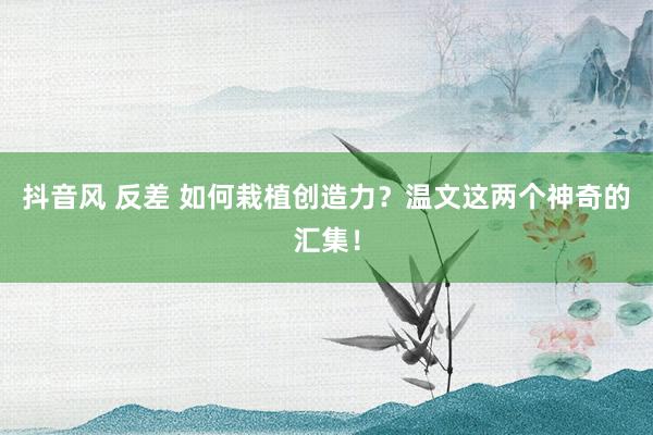 抖音风 反差 如何栽植创造力？温文这两个神奇的汇集！