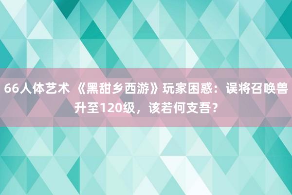 66人体艺术 《黑甜乡西游》玩家困惑：误将召唤兽升至120级，该若何支吾？