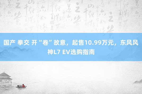 国产 拳交 开“卷”故意，起售10.99万元，东风风神L7 EV选购指南