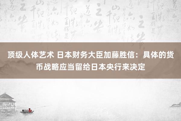 顶级人体艺术 日本财务大臣加藤胜信：具体的货币战略应当留给日本央行来决定