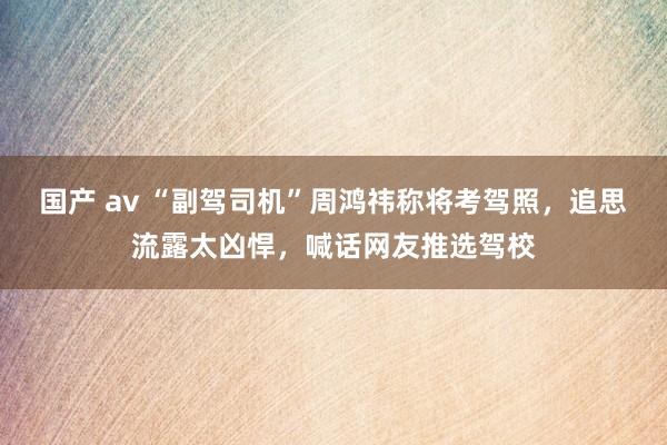 国产 av “副驾司机”周鸿祎称将考驾照，追思流露太凶悍，喊话网友推选驾校