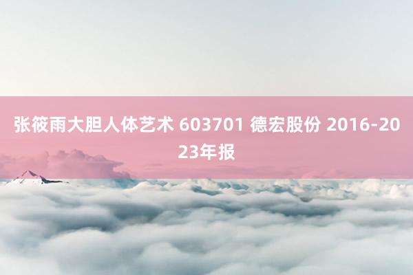 张筱雨大胆人体艺术 603701 德宏股份 2016-2023年报