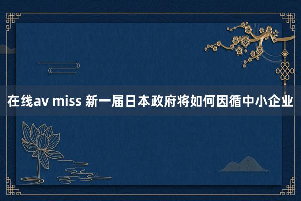 在线av miss 新一届日本政府将如何因循中小企业