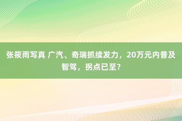 张筱雨写真 广汽、奇瑞抓续发力，20万元内普及智驾，拐点已至？