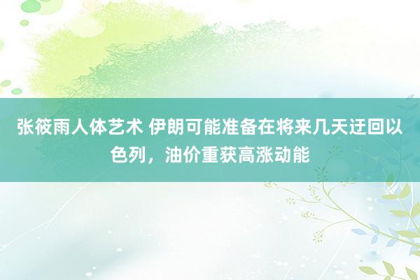 张筱雨人体艺术 伊朗可能准备在将来几天迂回以色列，油价重获高涨动能