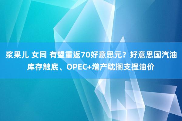 浆果儿 女同 有望重返70好意思元？好意思国汽油库存触底、OPEC+增产耽搁支捏油价