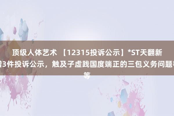 顶级人体艺术 【12315投诉公示】*ST天翻新增3件投诉公示，触及子虚践国度端正的三包义务问题等