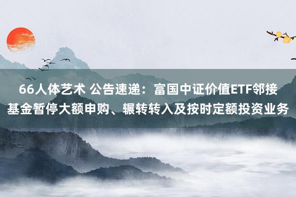 66人体艺术 公告速递：富国中证价值ETF邻接基金暂停大额申购、辗转转入及按时定额投资业务