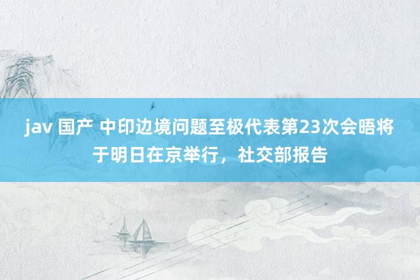 jav 国产 中印边境问题至极代表第23次会晤将于明日在京举行，社交部报告