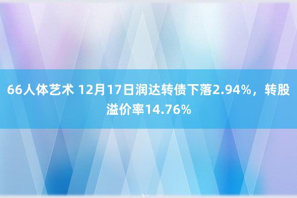 66人体艺术 12月17日润达转债下落2.94%，转股溢价率14.76%