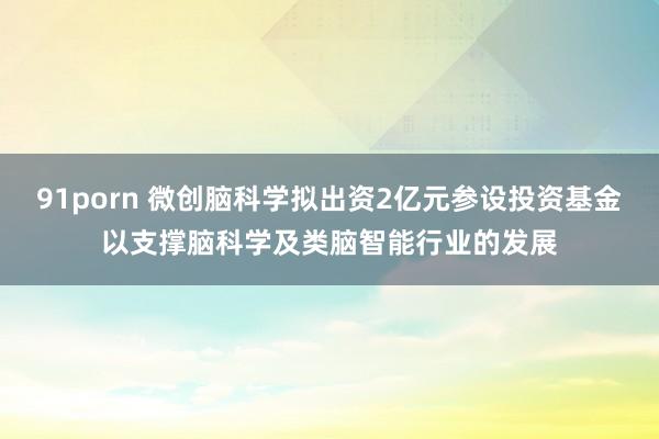 91porn 微创脑科学拟出资2亿元参设投资基金以支撑脑科学及类脑智能行业的发展