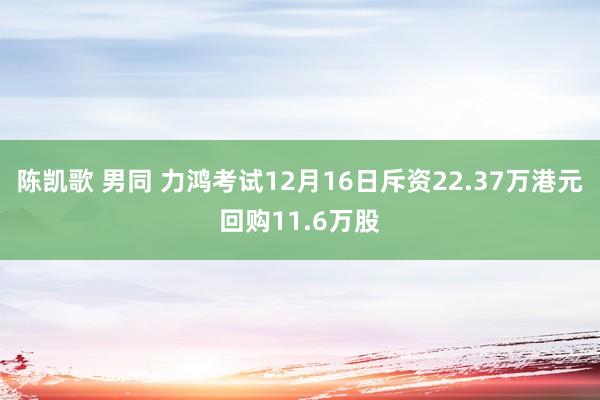 陈凯歌 男同 力鸿考试12月16日斥资22.37万港元回购11.6万股