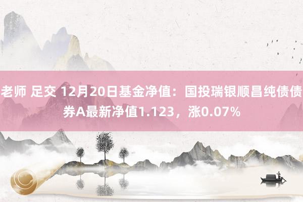 老师 足交 12月20日基金净值：国投瑞银顺昌纯债债券A最新净值1.123，涨0.07%