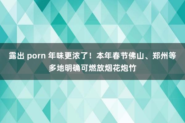 露出 porn 年味更浓了！本年春节佛山、郑州等多地明确可燃放烟花炮竹