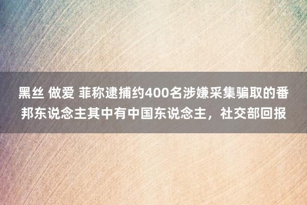 黑丝 做爱 菲称逮捕约400名涉嫌采集骗取的番邦东说念主其中有中国东说念主，社交部回报