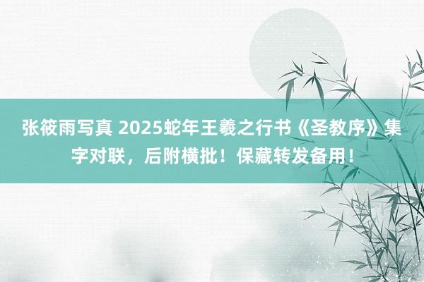 张筱雨写真 2025蛇年王羲之行书《圣教序》集字对联，后附横批！保藏转发备用！