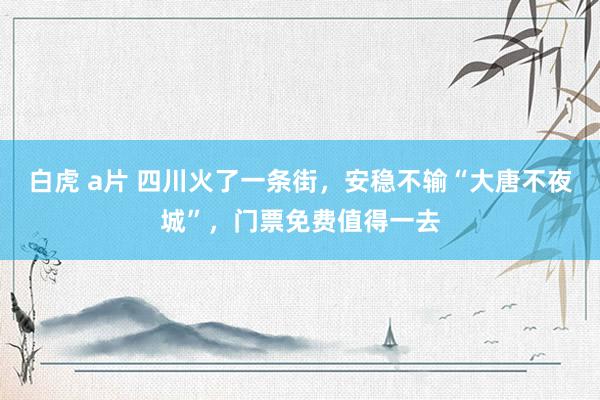 白虎 a片 四川火了一条街，安稳不输“大唐不夜城”，门票免费值得一去