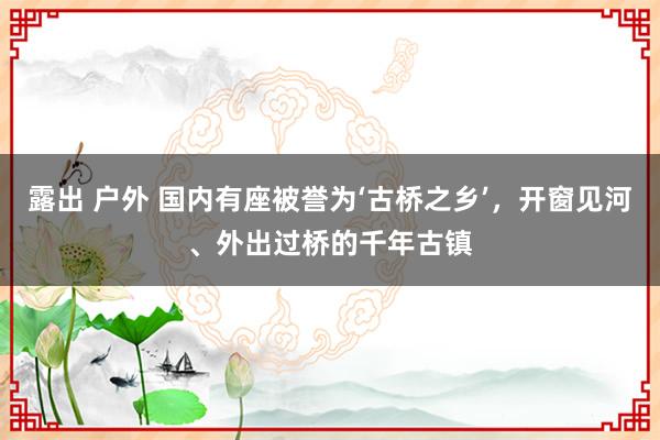 露出 户外 国内有座被誉为‘古桥之乡’，开窗见河、外出过桥的千年古镇